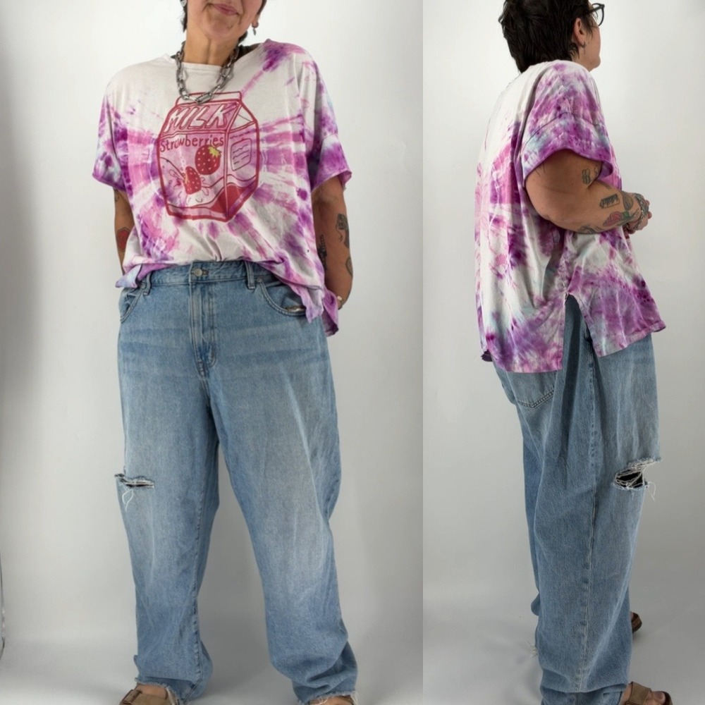 H&M tiedye baggy shirt kawaii strawberry womens 4X bullseye whimsical grunge